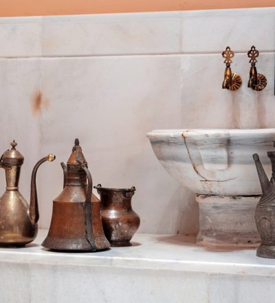View of vintage furniture in hamam museum in Istanbul, Turkey.